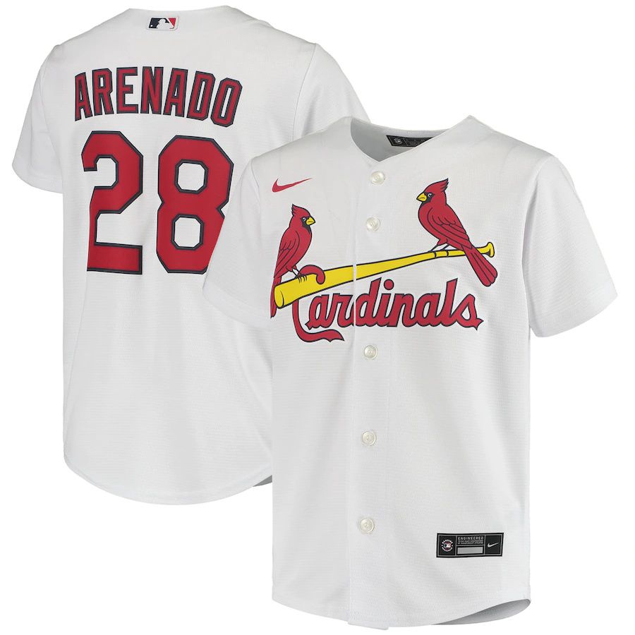 Youth St. Louis Cardinals #28 Nolan Arenado Nike White Home Replica Player MLB Jerseys->women mlb jersey->Women Jersey